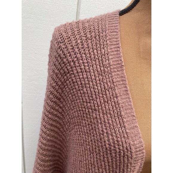 Torrid Ribbed Knit Shawl/Poncho/Wrap In Rose/Mauve Color One Size - Picture 2 of 11